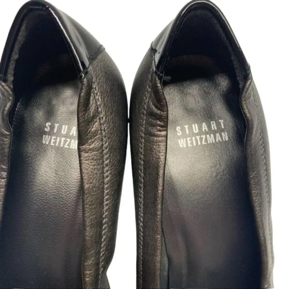 STUART WEITZMAN‎ Pewter leather Cap Toe Ballet Styled Pumps